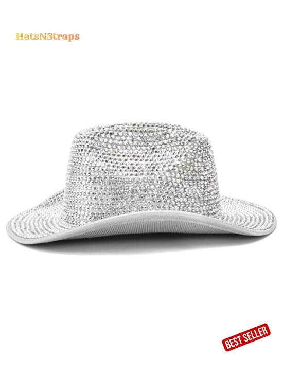 Rhinestone Cowboy Hat for Women, Glitter Cowgirl Hat for Party Disco main image 6